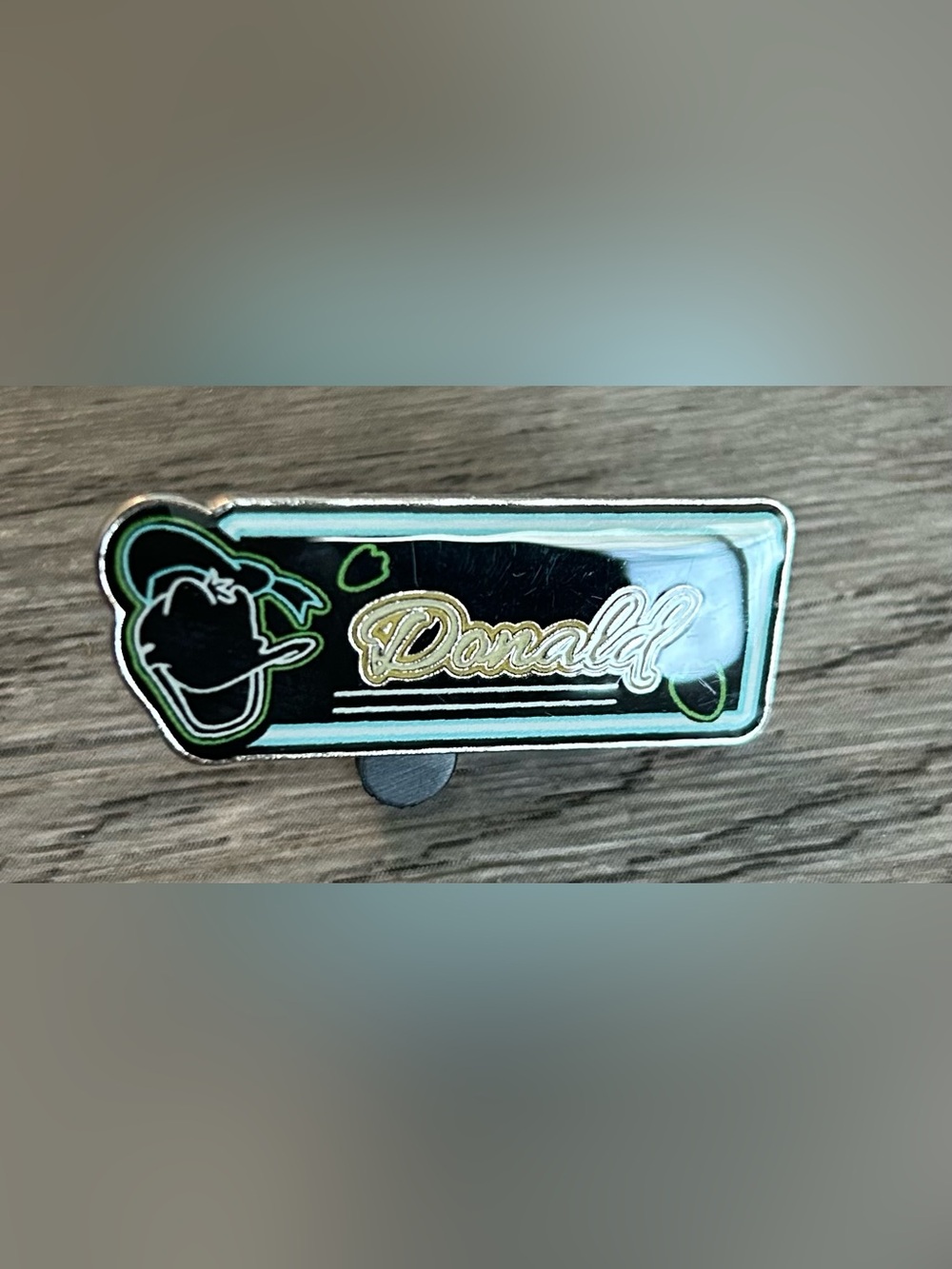 Disney Parks Donald Duck Themed Trading Enamel Pin Black & Aqua Accents